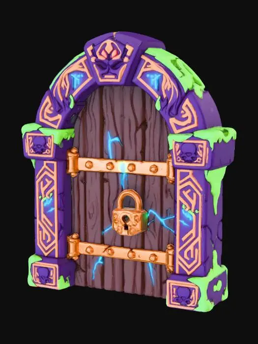 3D model for Highly stylized almost cartoon style 3D dungeon doorway