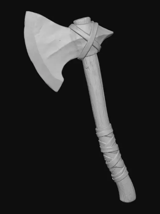 3D model for A stone battle ax with a leather wrapped handle