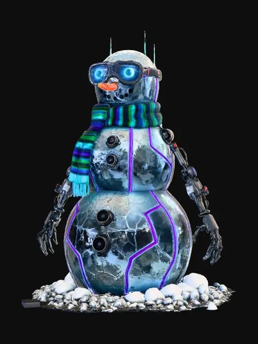 3D model for #Christmas2025#,  a fantasy cyber punk frosty the snowman