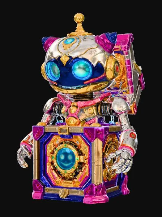 3D model for #Christmas2025#,  a fantasy cyborg jack-in-the-box  robot