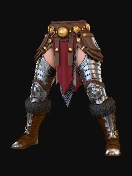 3D model for I want to create the bottom half of a female barbarian only hips down, belt legs and feet