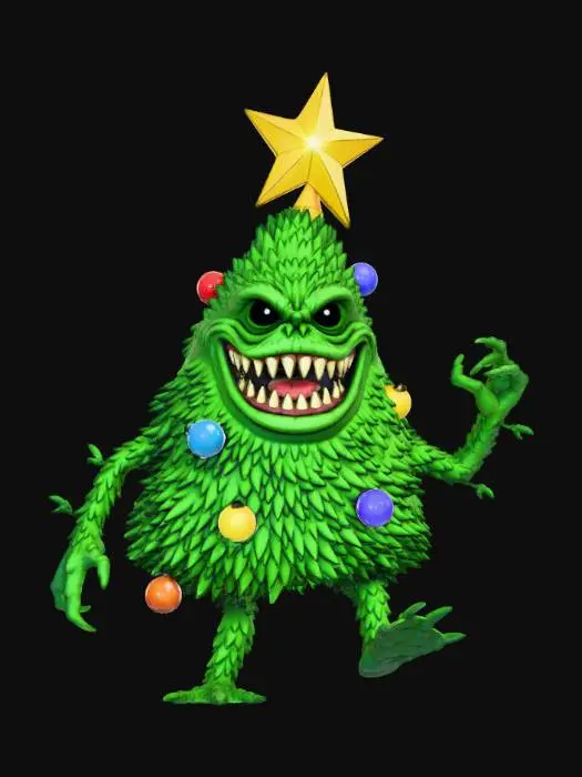 3D model for A Christmas tree monster character, 90's cartoon style , #Christmas2025#