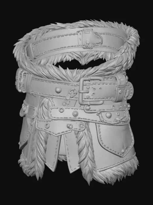 3D model for Fur-Lined Leather Belt