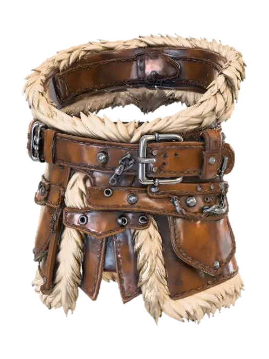 Fur-Lined Leather Belt - Wearable 3D-model, gegenereerd door AI