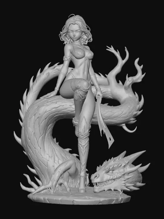 3D model for Warrior and Dragon