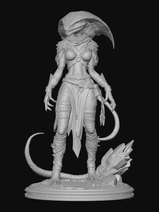 3D model for Lizard Warrior Statue