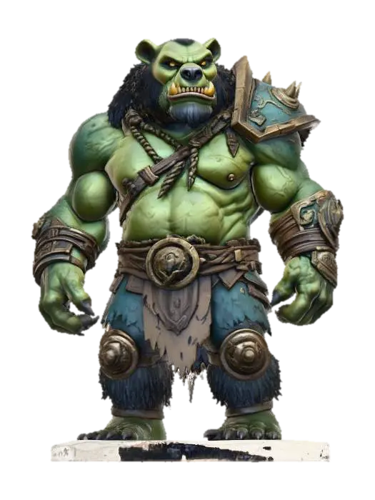 Warrior Bear Hulk 3D model, vytvořený pomocí AI
