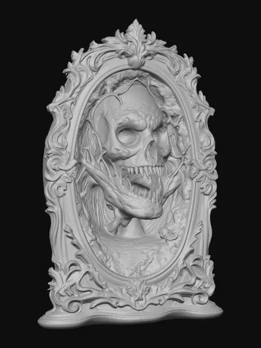 3D model for Crimson Skull in an Ornate Frame
