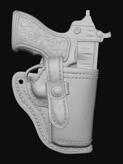 3D model for Engraved Revolver in a Leather Holster