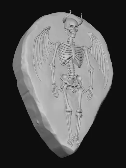 3D model for Winged Skeleton on Stone
