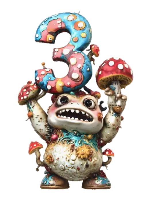Threefold Mushroom Monster - Variant 3D model, vytvořený pomocí AI