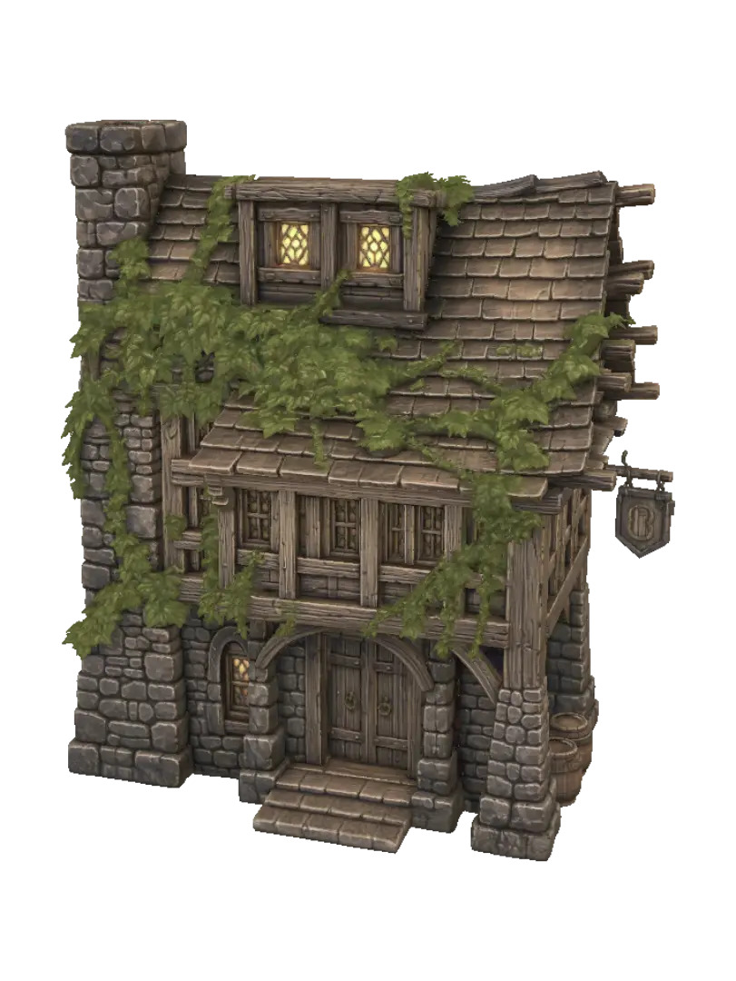 Diorama Medieval Tavern - Ivy 3D model, vytvořený pomocí AI