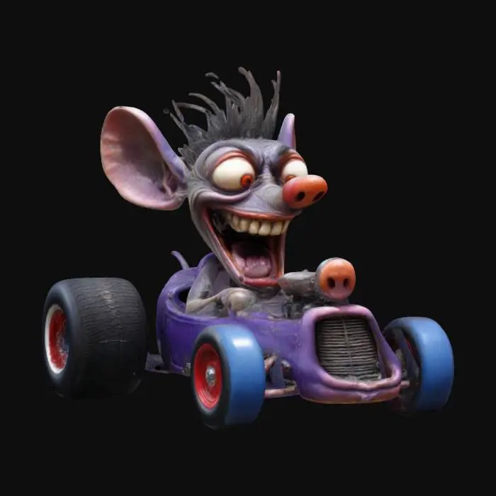 3D model for with grotesque caricatures,  A Ed "big daddy" Roth style, hot rod rat 