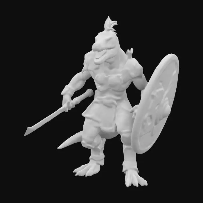 3D model for Highly detailed Spinosaurus warrior medieval and leather armor carrying daggers 