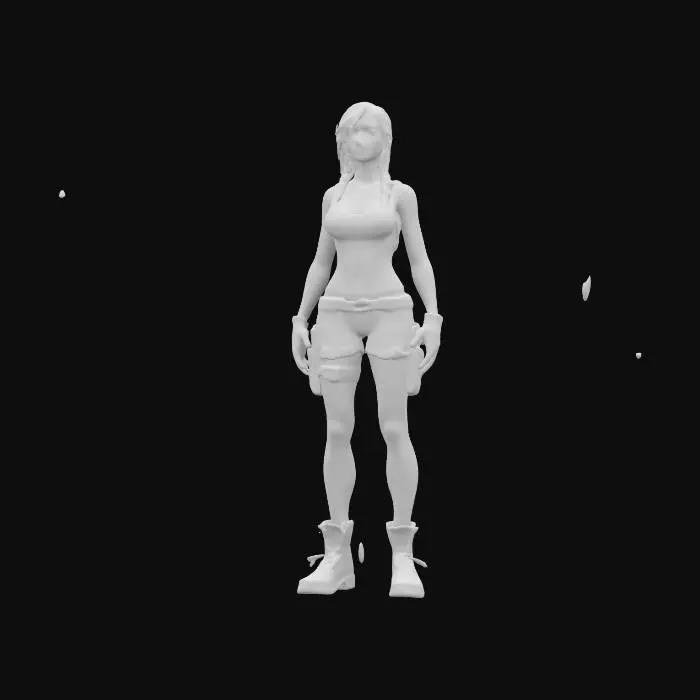 3D model for Extremely detailed Lara Croft PlayStation 2 version in a dirty white tank top and cargo shorts , #women#
