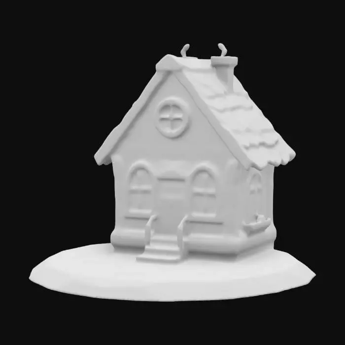 3D model for highly detailed small cottage, cartoon style, simple detail with a round design, 4k detail, #game figure#,  