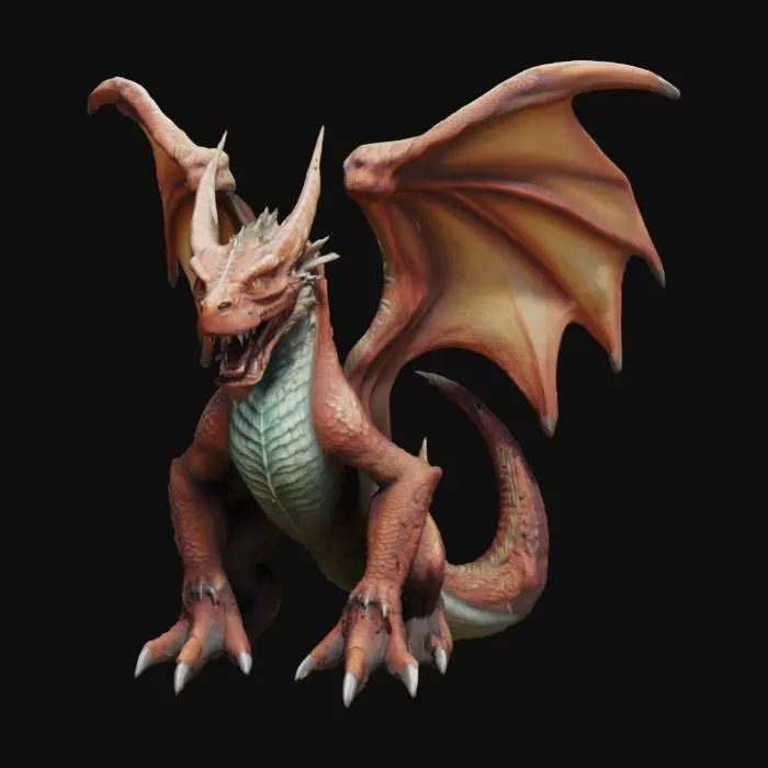 3D model for A dragon with deeply refined detail in the scales and face full body and angry 