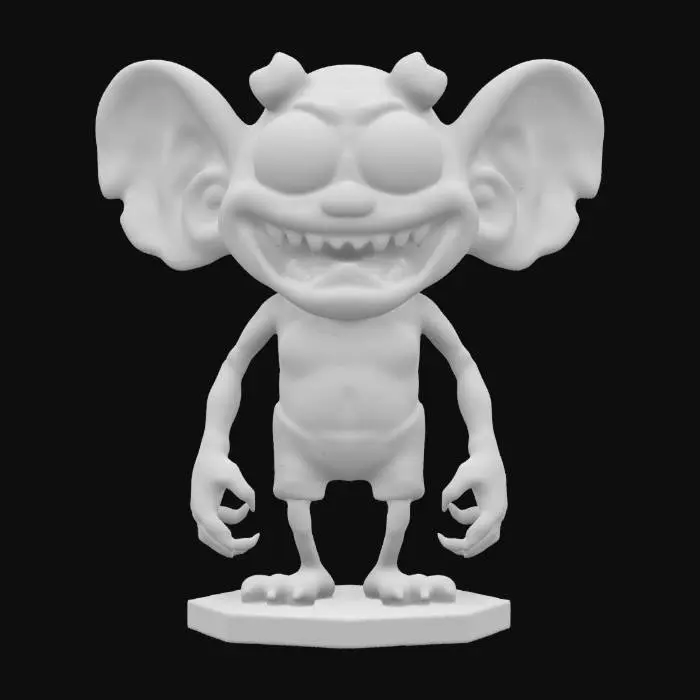 3D model for This model has grotesque caricatures,  A Ed "big daddy" Roth style, cyclops with bright colors standing on a hexagon base ,