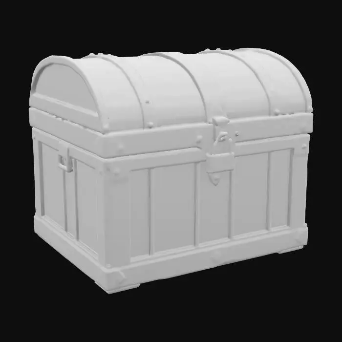 3D model for A large Victorian cedar chest with brass hardware and a rusty padlock
