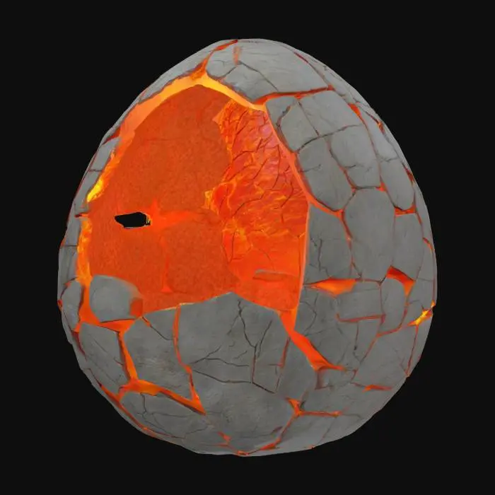 3D model for Highly detailed dragon egg, cracks and ready to hatch, Game Assets, Highly Detailed, Ultra Realistic, Rough, Stone, magma lines through the cracks