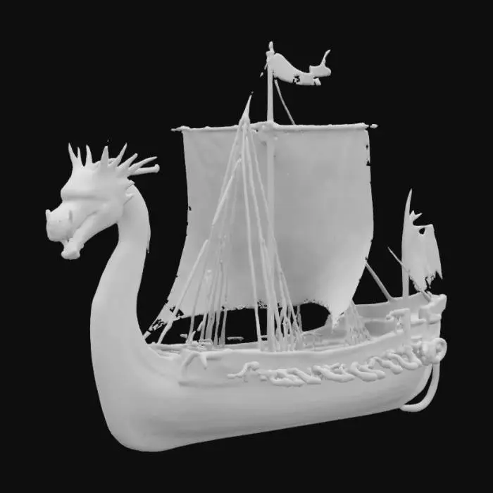 3D model for Viking ship highly detailed wooden with a dragon head on the bow of the ship 