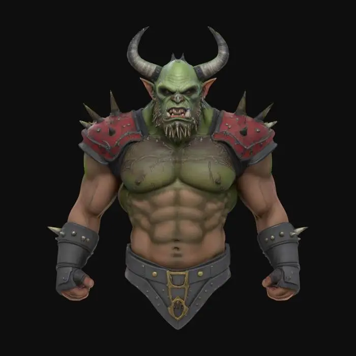 3D model for Highly Detailed, A monster football player with spikes on his shoulder pads he isn't wearing a helmet he has the head of an orc , World of Warcraft