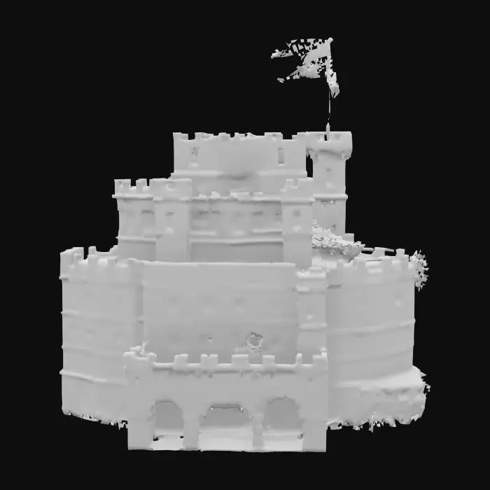 3D model for [Las Vegas] allegiant stadium as a castle, medieval, with a raiders flag on the top , #AroundTheWorld#