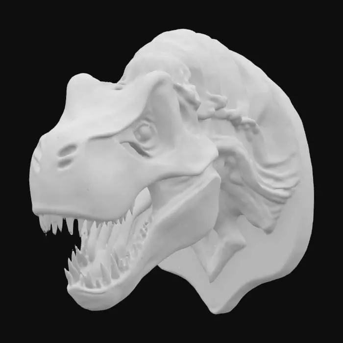 3D model for mounted t-rex head mouth open highly detailed 