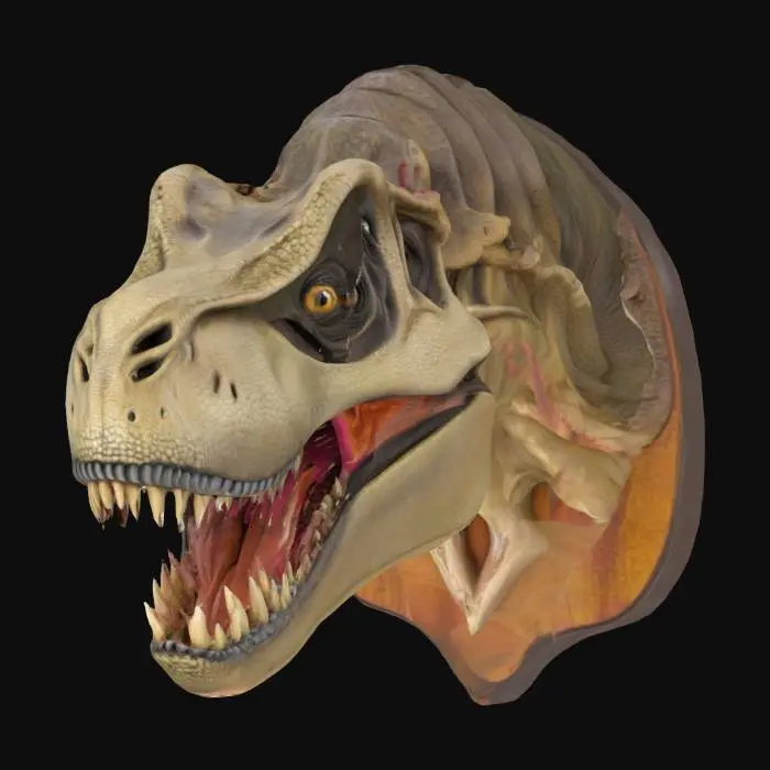 3D model for mounted t-rex head mouth open highly detailed 