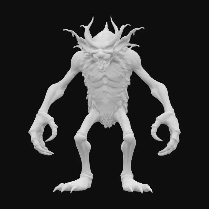 3D model for An extremely detailed angry evil wood forest imp. He has the body of a pine cone with long gangly arms large fierce claws stubby legs with big feet