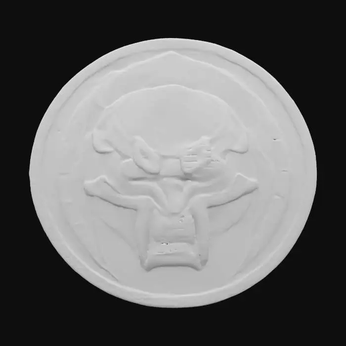 3D model for predator head, patch highly detailed embroidery in a round fabric patch, clear stich's and threads #emblem#