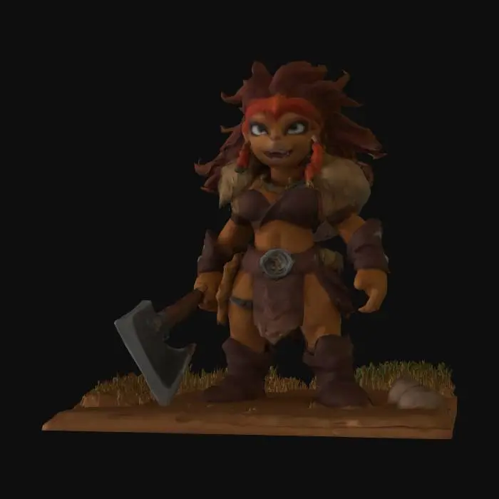 3D model for Claymation female barbarian warrior