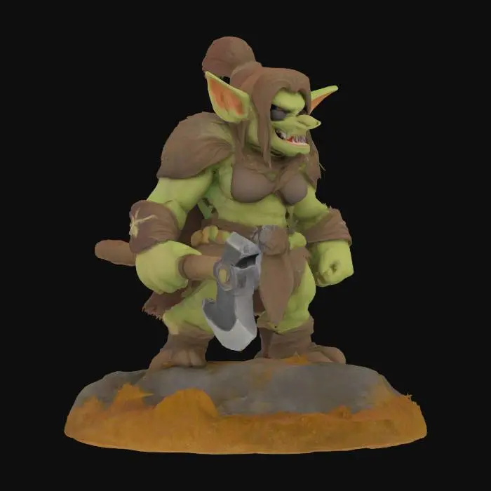3D model for Claymation female goblin barbarian warrior