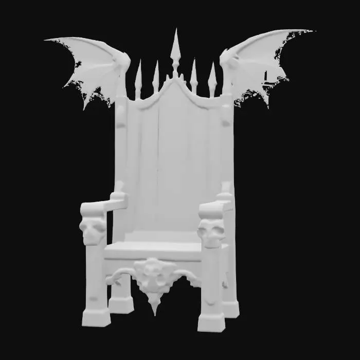 3D model for simple Sketch of  OZZY's throne medieval, wooden a skull carved into the arm rests and bat wings carved into the back, no color drawn with a black marker , #SketchTo3D#