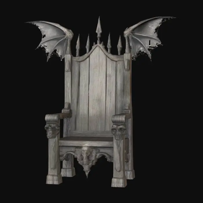 3D model for simple Sketch of  OZZY's throne medieval, wooden a skull carved into the arm rests and bat wings carved into the back, no color drawn with a black marker , #SketchTo3D#