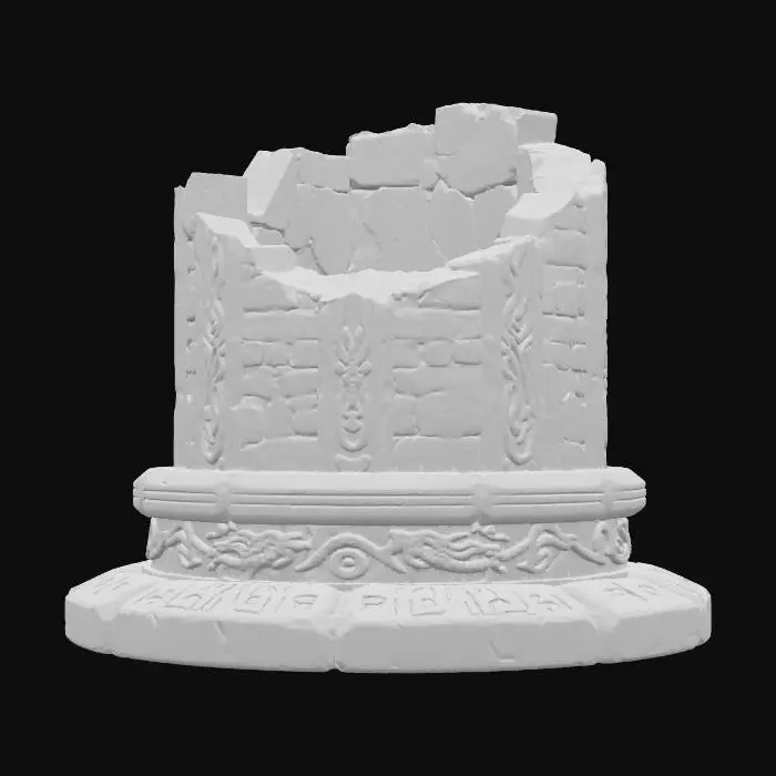 3D model for a stylized stump of a stone column  base in a fantasy dnd style highly detailed brick and stone  