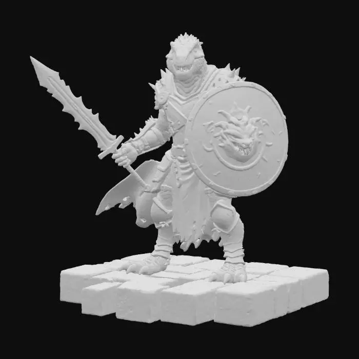 3D model for Dinasor warrior in dungeon and dragon style artistry