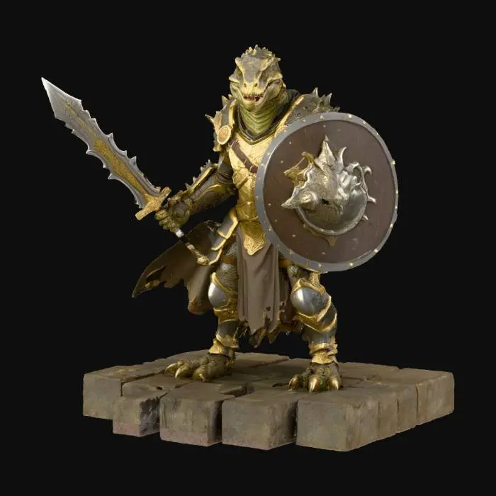 3D model for Dinasor warrior in dungeon and dragon style artistry