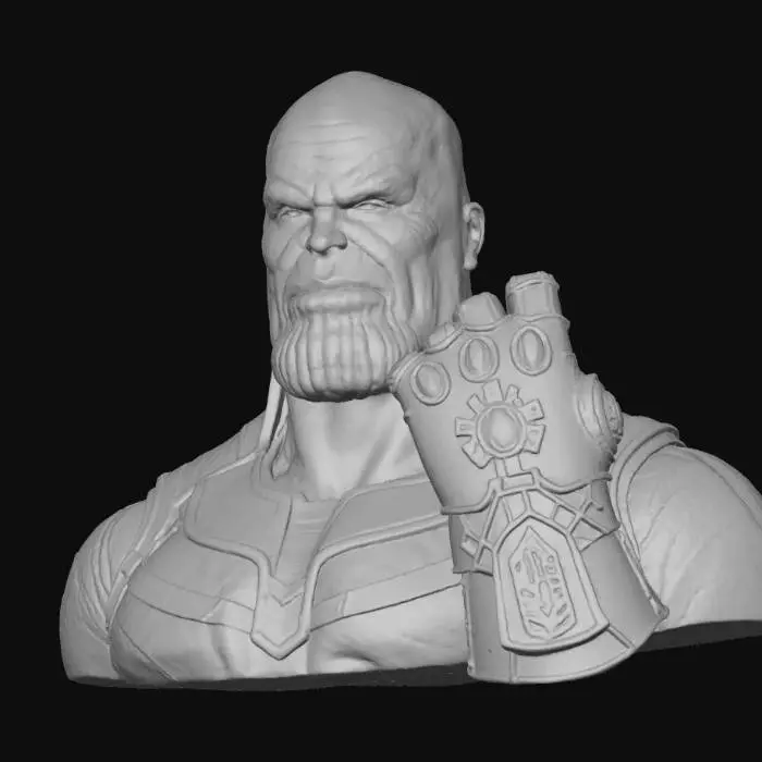 3D model for Thanos bust with the infinity gauntlet, #villain#, #villain#