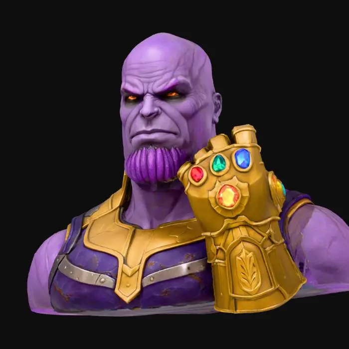 3D model for Thanos bust with the infinity gauntlet, #villain#, #villain#
