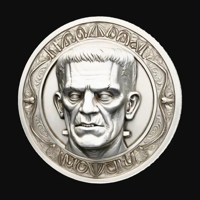 3D model for A coin with a Frankenstein for the face , #Halloween2025#