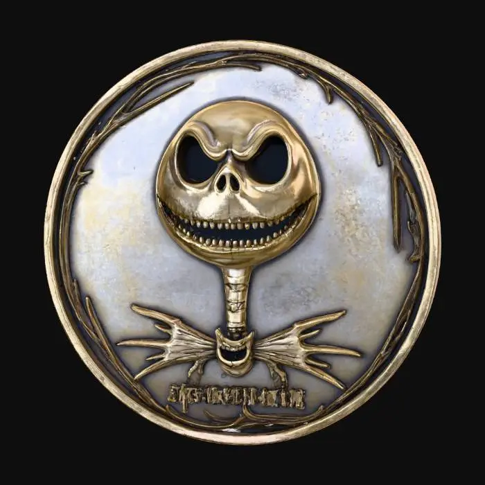 3D model for A coin with a jack skellington the pumpkin king for the face , #Halloween2025#