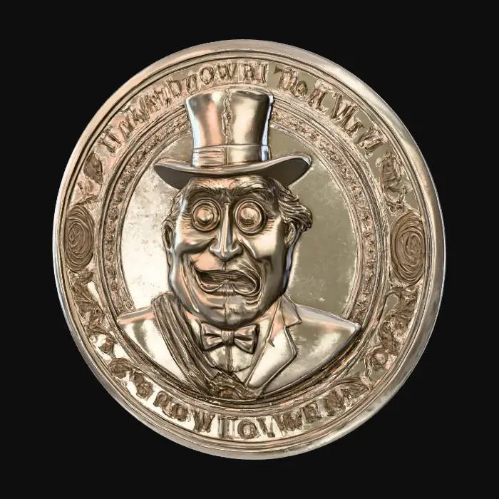 3D model for #Halloween2025#, A coin with the Mayor from the nightmare before Christmas for the face