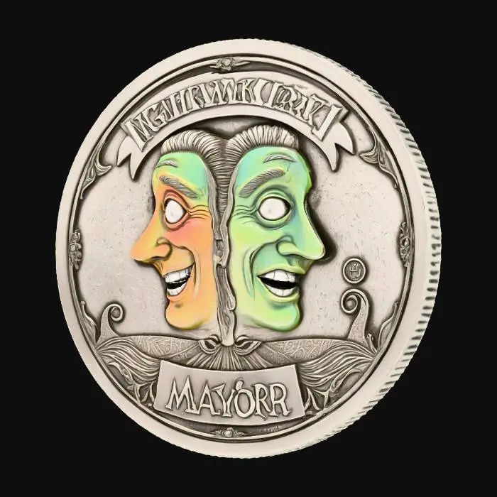 3D model for #Halloween2025#, A coin with the Mayor from the nightmare before Christmas for the face
