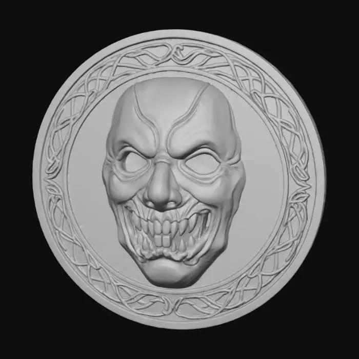 3D model for #Halloween2025#, A coin with the mask from black phone on it