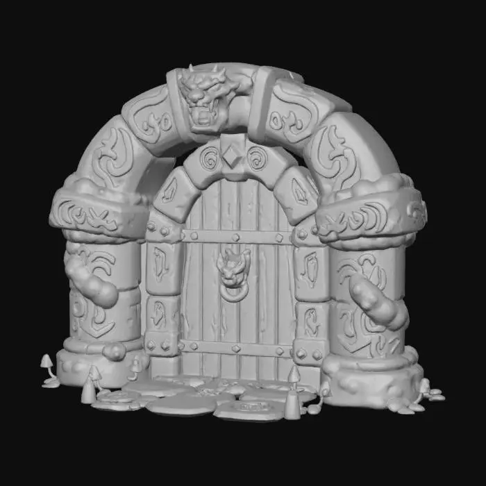 3D model for Highly stylized almost cartoon style 3D dungeon doorway