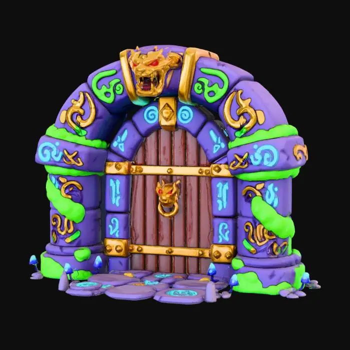 3D model for Highly stylized almost cartoon style 3D dungeon doorway