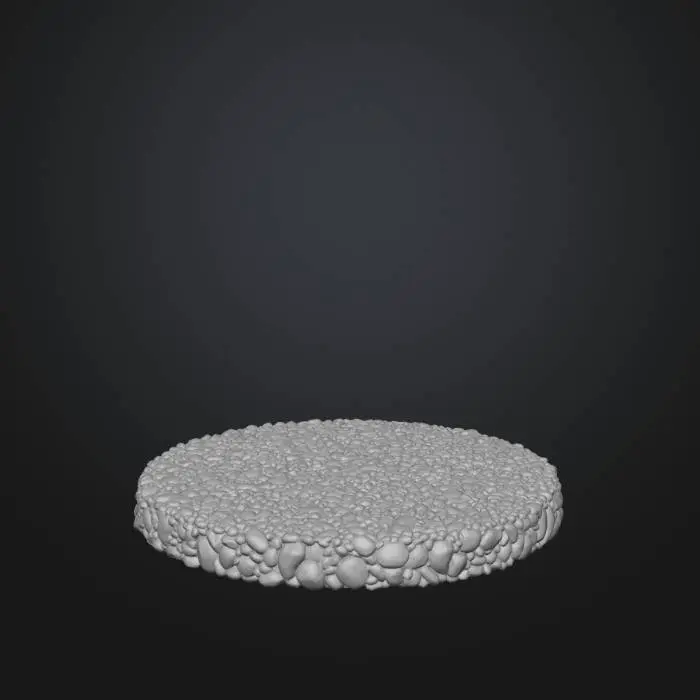 3D model for A game ready round base covered in small pebbles