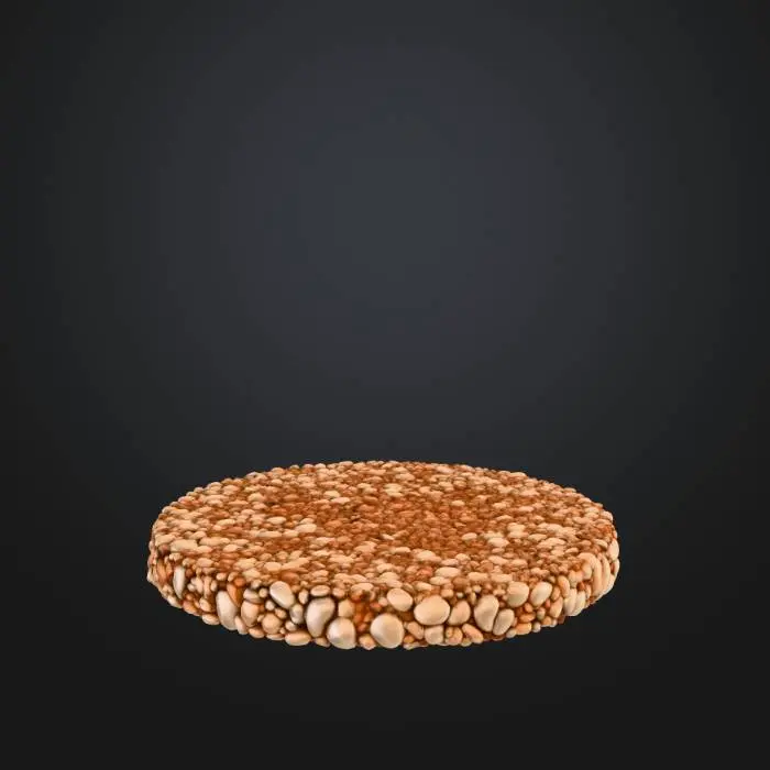 3D model for A game ready round base covered in small pebbles