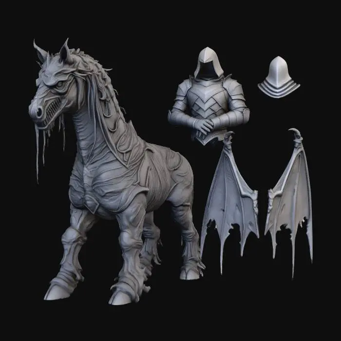 3D model for Necromancer's Steed and Armor Set
